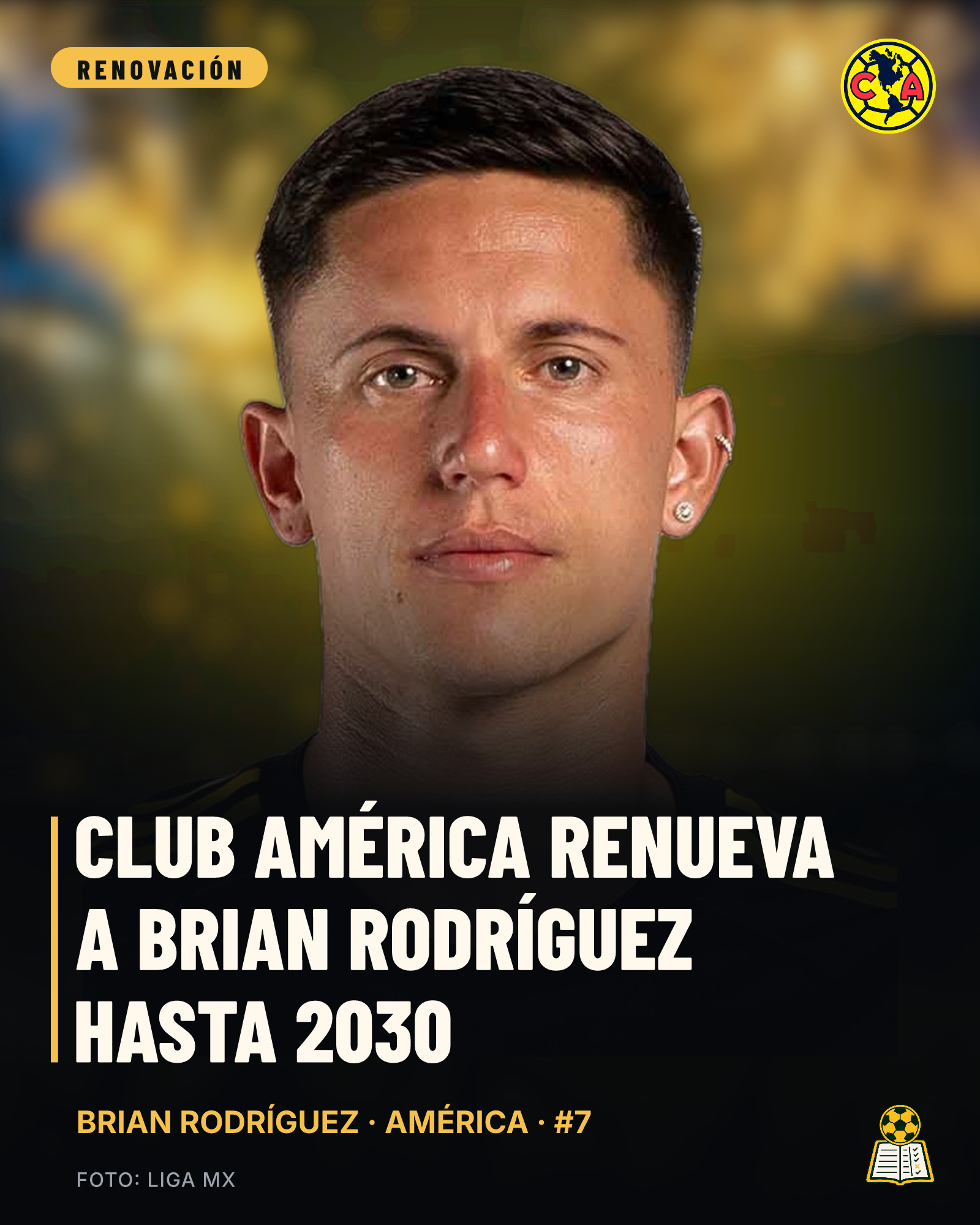 Club América renueva a Brian Rodríguez hasta 2030