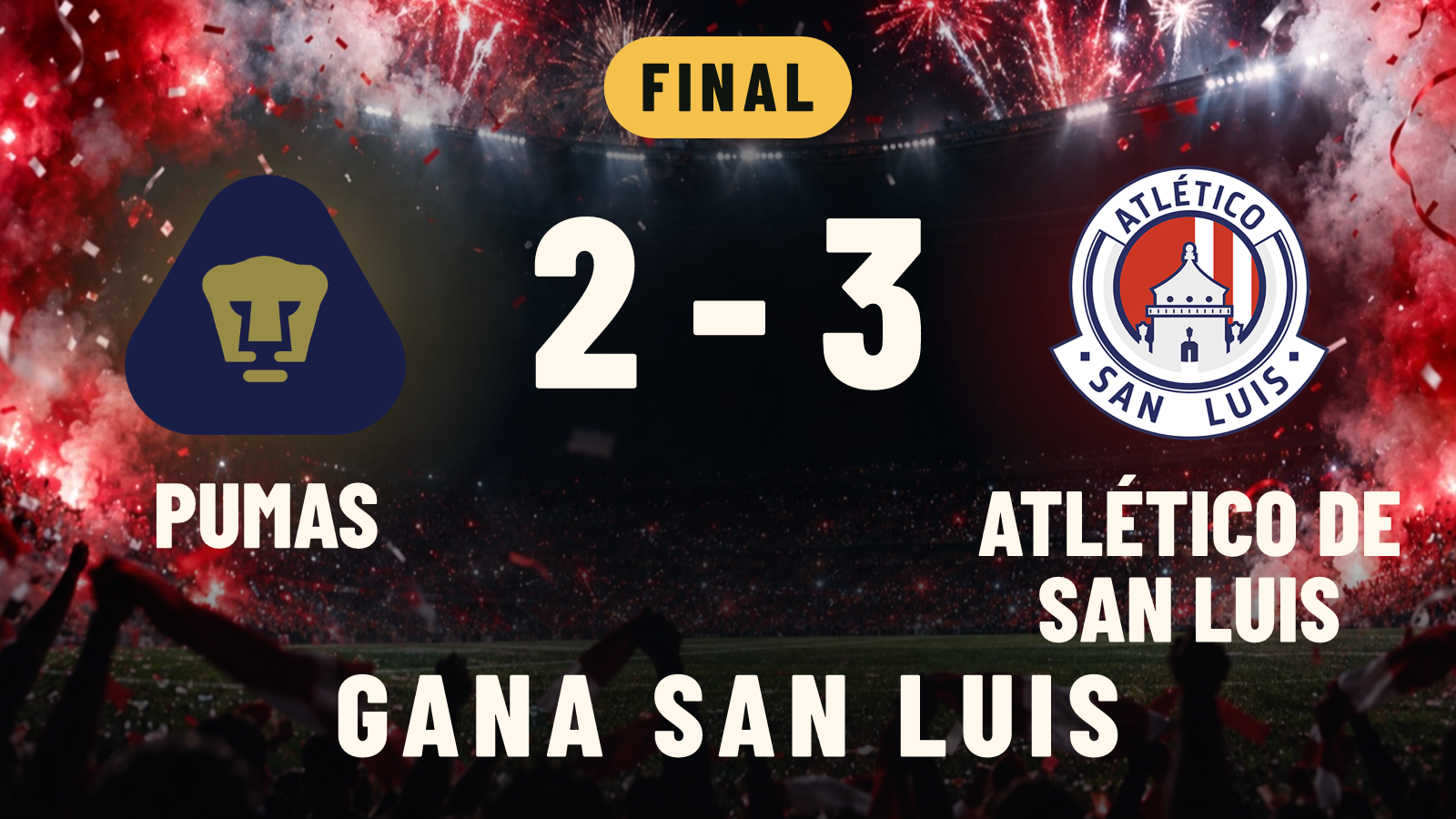 Pumas 2-3 Atlético de San Luis
