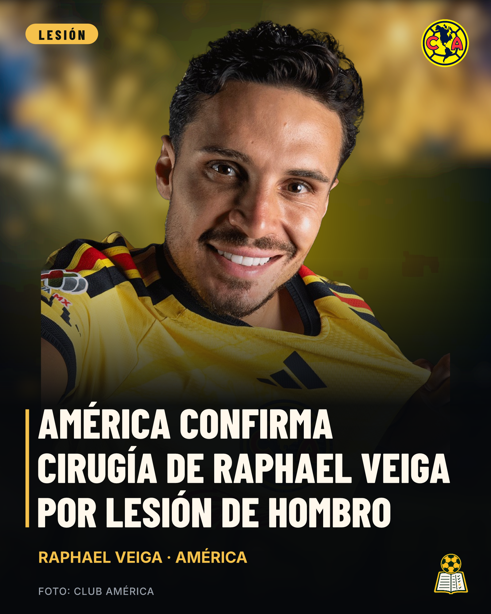 América confirma cirugía de Raphael Veiga por lesión de hombro